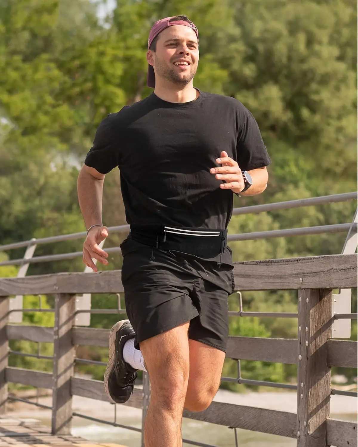 WATERFLY Running Belt Fanny Pack Breathable 3 Pocket Waist Bag for Men Women Workout Exercise Fitness Phone Holder Fits ALL Pho Z250911