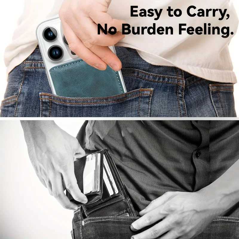 EUCAGR RFID Shielded Credit Card Wallet Magnetic Phone Case 3 Card Slots Faux Leather Secure ID Credit Card Storage MenS Gift W250911