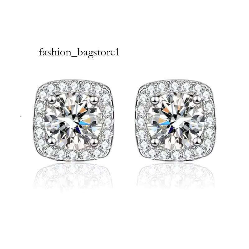 Wholesale Custom Jewelry Square Moissanite VVS Sterling Sier Fine Stud Earrings for Women