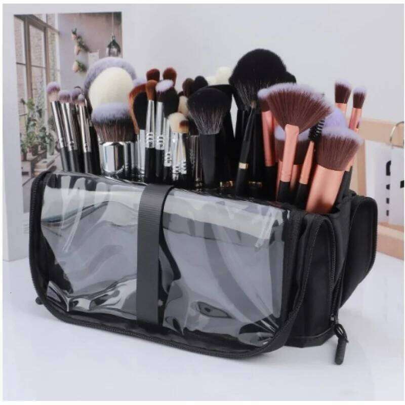European And American Portable Storage Professional Makeup Handbag With Magnetic Closure Brush Bag Foldable Large Cap