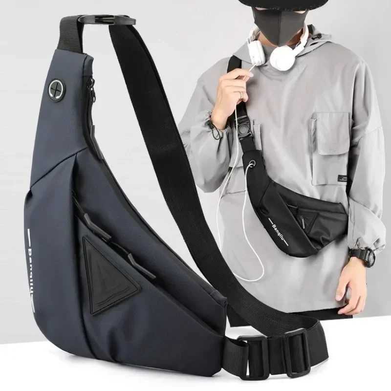 Mens Shoulder Bag Waterproof USB Oxford Crossbody Bag Sling Multifunction Short Travel Messenger Chest Pack for Male Handbags Z250911