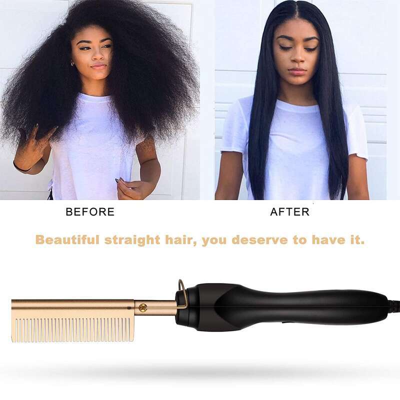 2 In1 Hot Hair Electric Fast Heating Portable Travel Anti-Scald Beard Straightener Press Comb
