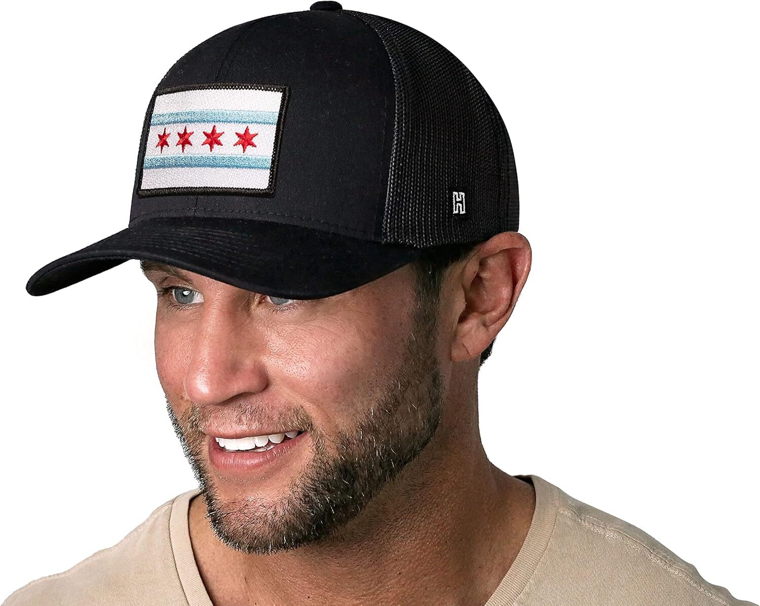 Flag Chicago Trucker for Men & Women, CHI Baseball Cap, Adjustable Golf Hat, Snapback, Outdoor Hat