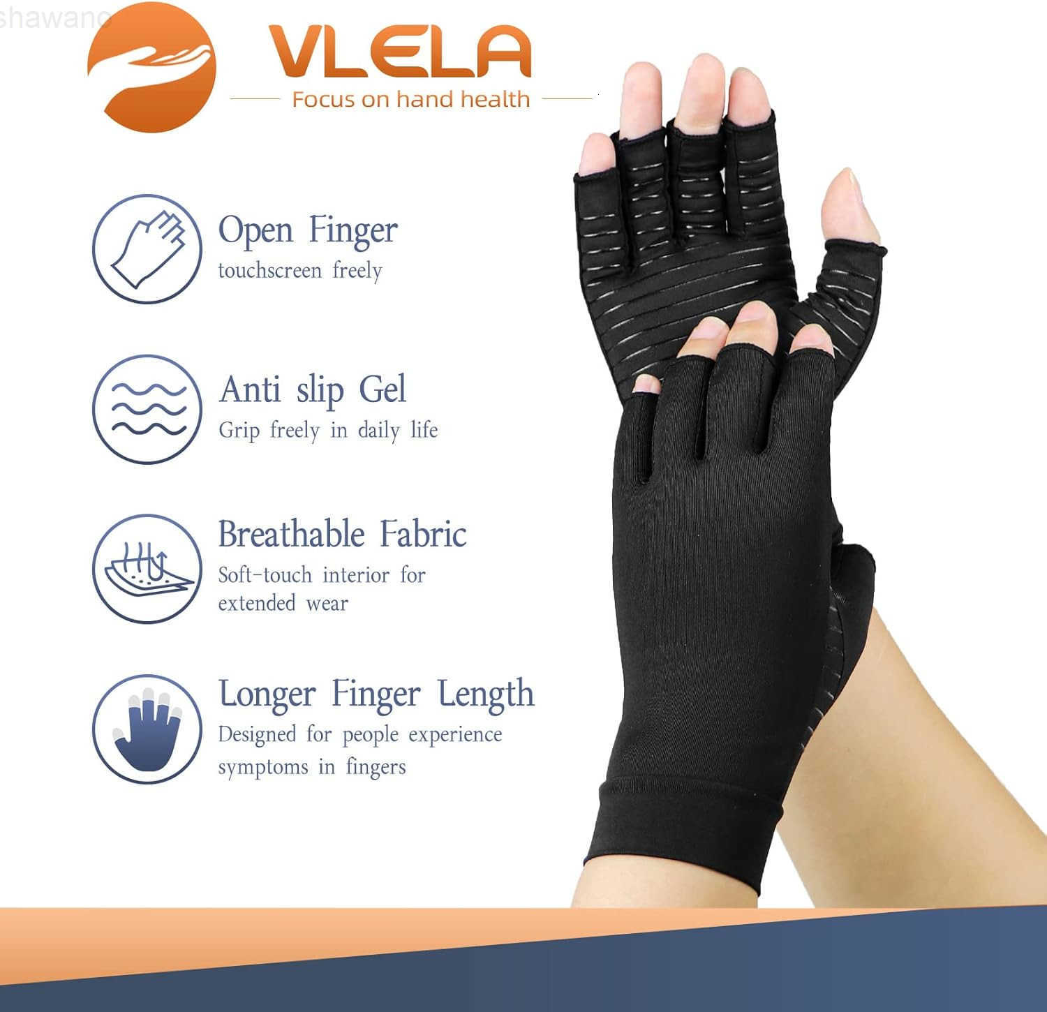 Copper Arthritis Compression Gloves Women Men Relieve Hand Pain Swelling and Carpal Tunnel Fingerless for Typing Support for Joints MediumW250911