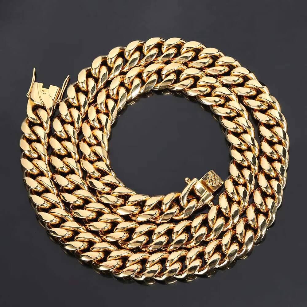 NUOYA High Polish 10mm Stainless Steel Cuban Link Chain Silver Hip Hop Necklace for Men and Women Fine Jewelry