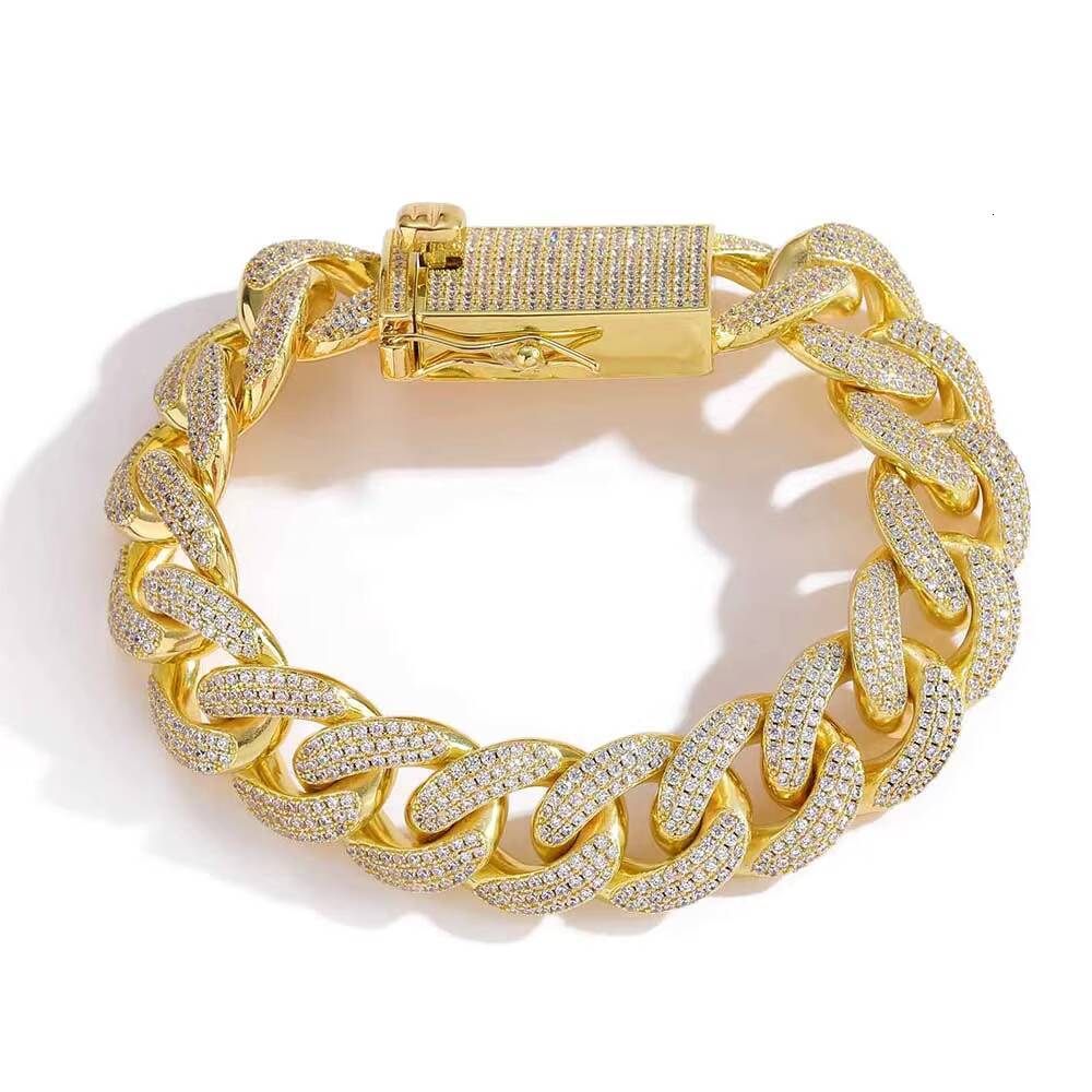 NUOYA Hip Hop Jewelry 18mm Cuban Link 18k Gold Plated Brass Full CZ Men Chunky Chain Necklace Iced Out Chain Men