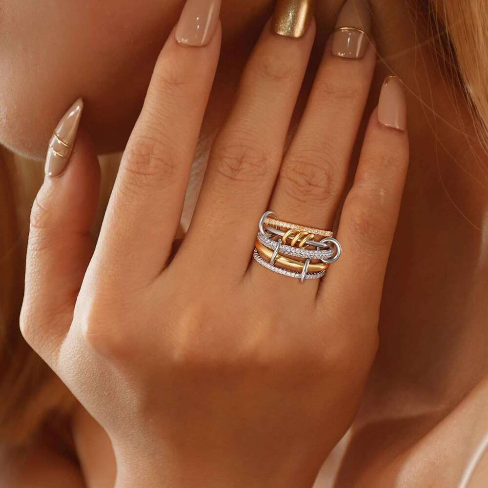 Women, Plated Cubic Zirconia Rings Spinelli Sier Gold Multi Mixed Metals Stackable Ring Set for Women Non Tarnish