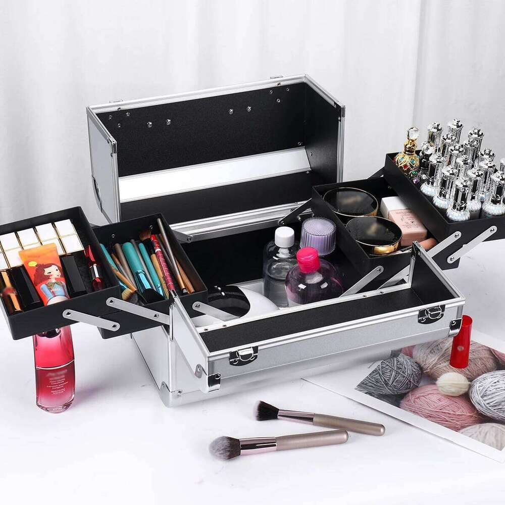 Train Aluminum Alloy Pedicure Tool with Handle Cosmetic Box Portable Makeup Case Organizer