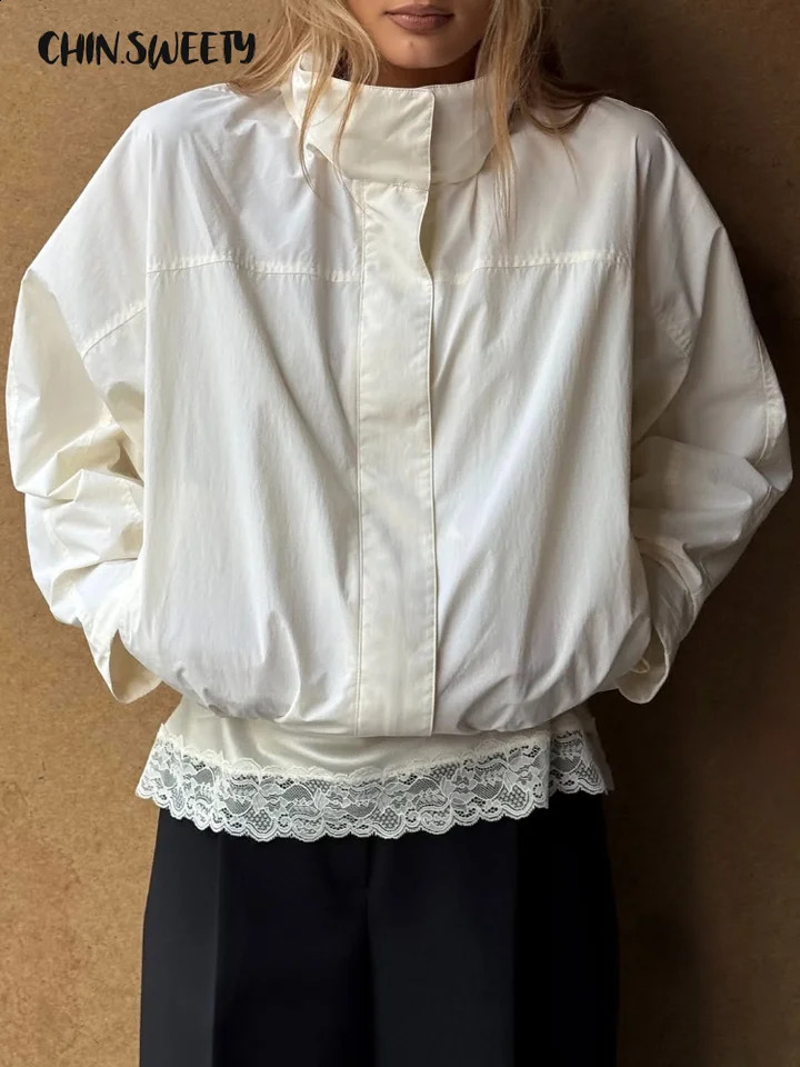 Fashion Stand Collar Womens Jacket Long Sleeve Drawstring WaistClosed Lady Jackets Autumn Winter Casual Female Streetwear 250911