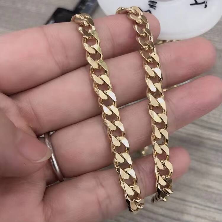 Customized Hip Hop Cuban Link 6-30inch Miami Solid 18K Gold Plain Chain Necklace Bracelet Cuban Link Chain