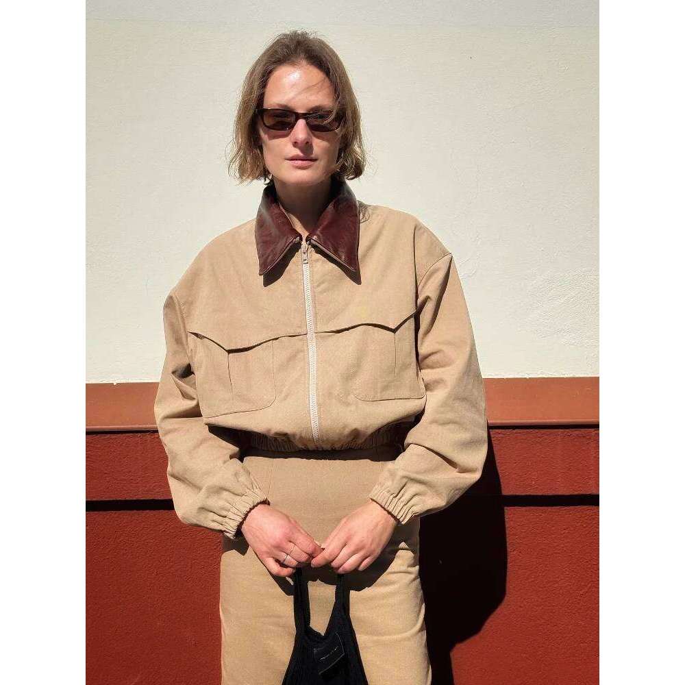2025 Autumn Patchwork Lapel Long Sleeve Women Jackets Fashion Zipper Turn Down Collar Coats Lady Chic Pockets Outerwear Street