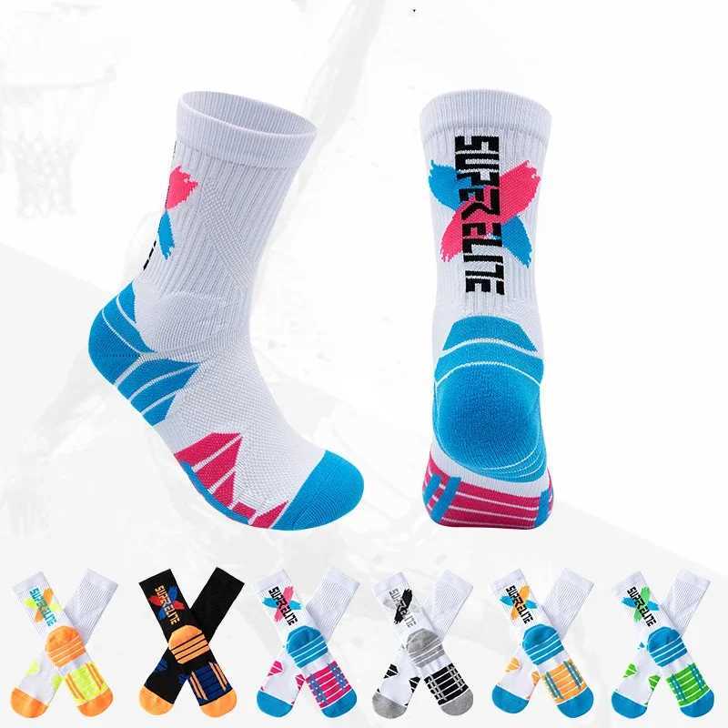 Mens Shock Absorbent Elite Socks High Tube Towel Bottom Thick Professional Practice Contrast Color 1 Pair D250911