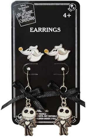 The Nightmare Before Christmas Jewelry Hypoallergenic Earrings for Girls Stud Earrings Fishhook Earring Sets with Charms One Size Fits All Gifts Age 4