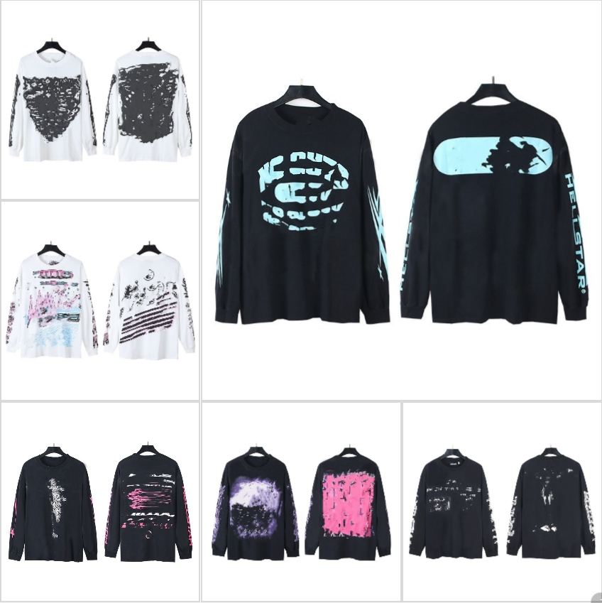 Cotton Print Heavy Size Men's long-sleeved Top Oversized Brand Men's Sweatshirts Retro Trendy American Hip-hop