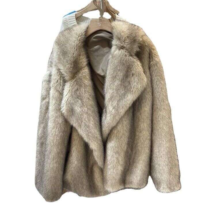 Clothing 2024 Winter Toka Fur Women's Medium Length Temperament Large Lapel Loose Net Red Plush Coat 250912