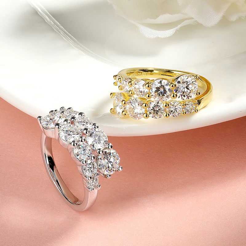 Smyoue 10 Gems Full Moissanite Rings for Women Sparkling Flawless Lab Created Diamond Wedding Band S925 Sterling Silver Jewelry W250911