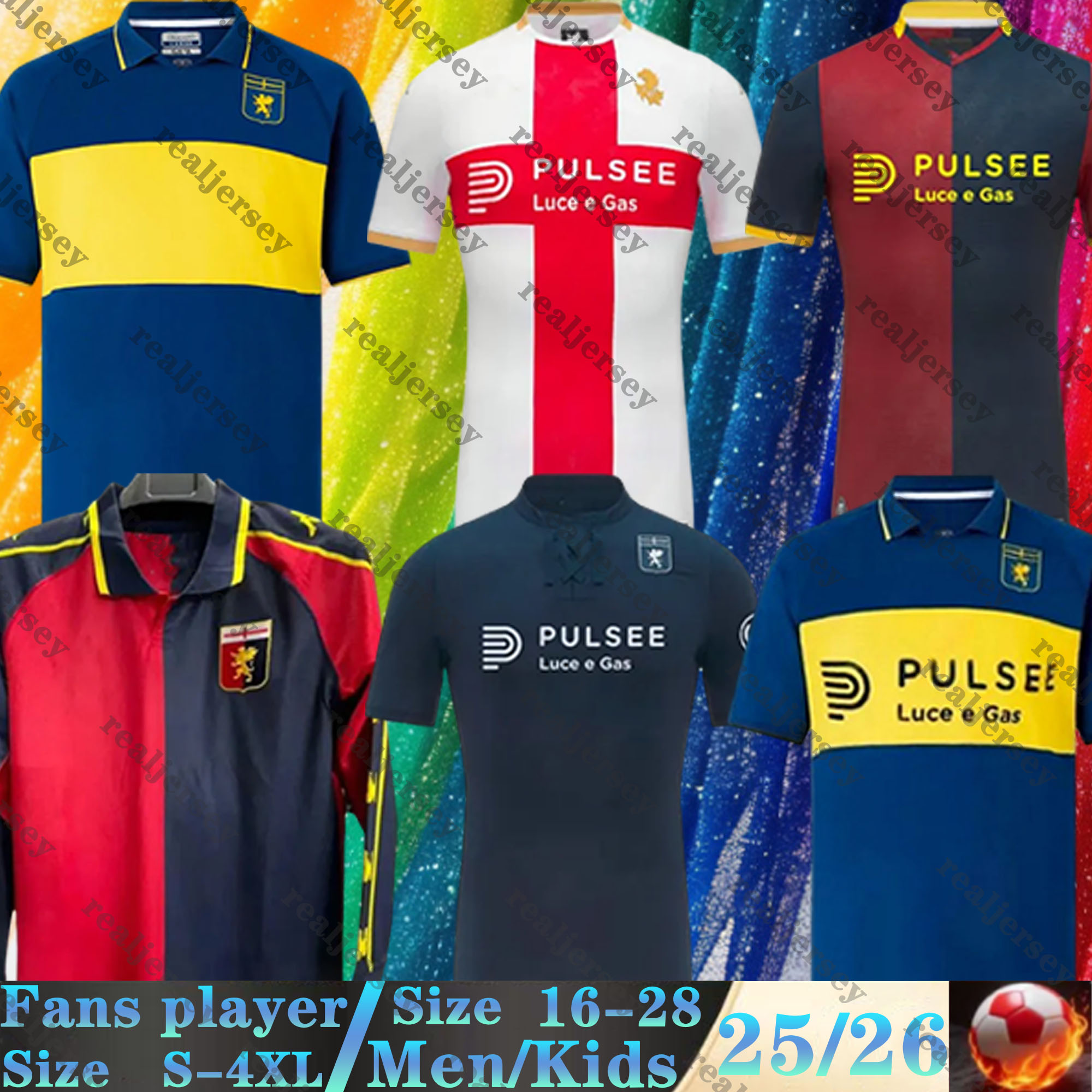 25 26 Genoa Soccer Jersey BALOTELLI PINAMONTI THORSBY 2025 26 Football Shirt FRENDRUP MAOVSKYI Home away third camiseta de futbol BADELJ Men uniforms Equipment tops