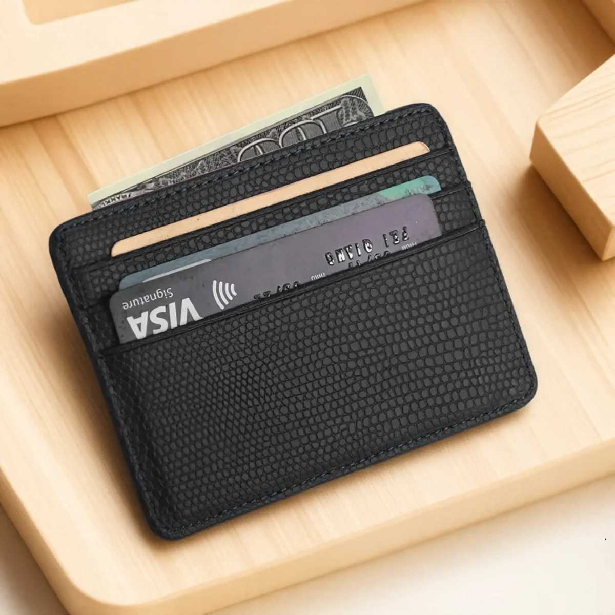 Mini Travel PU Leather Card Holder Wallet Lizard Pattern ID Window Case for Men Women Compact Wallet Organizer W250911