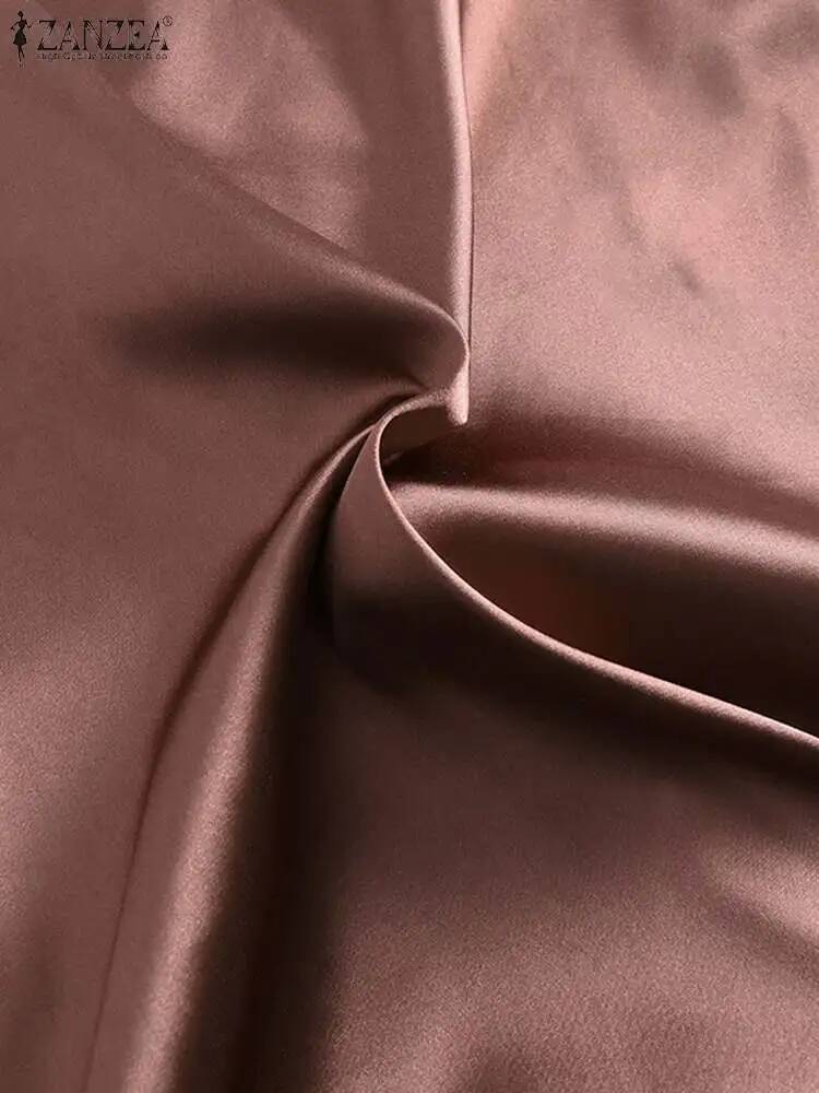 ZANZEA Fashion Satin Silk Skirts Women Summer Long High Waist Skirt Casual Solid Party Faldas Saia Female Vintage Work OL Jupe dongdumaoyi
