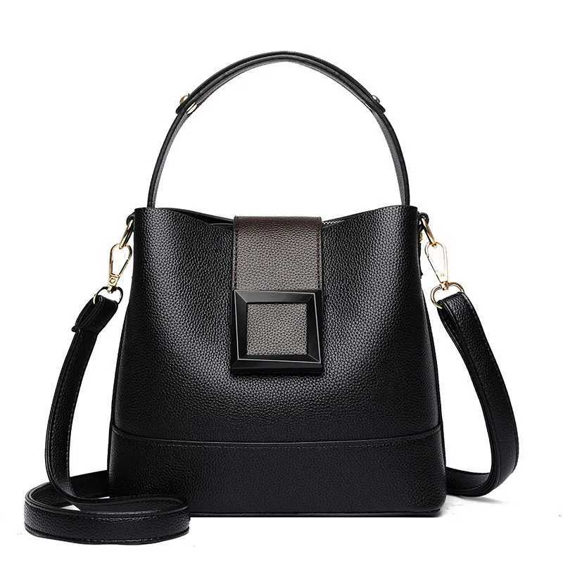 New Versatile Leather Bucket Tote Bag Trendy Female Shoulder Handbag Large Capacity Fashion Womens Crossbody Bags Z250911