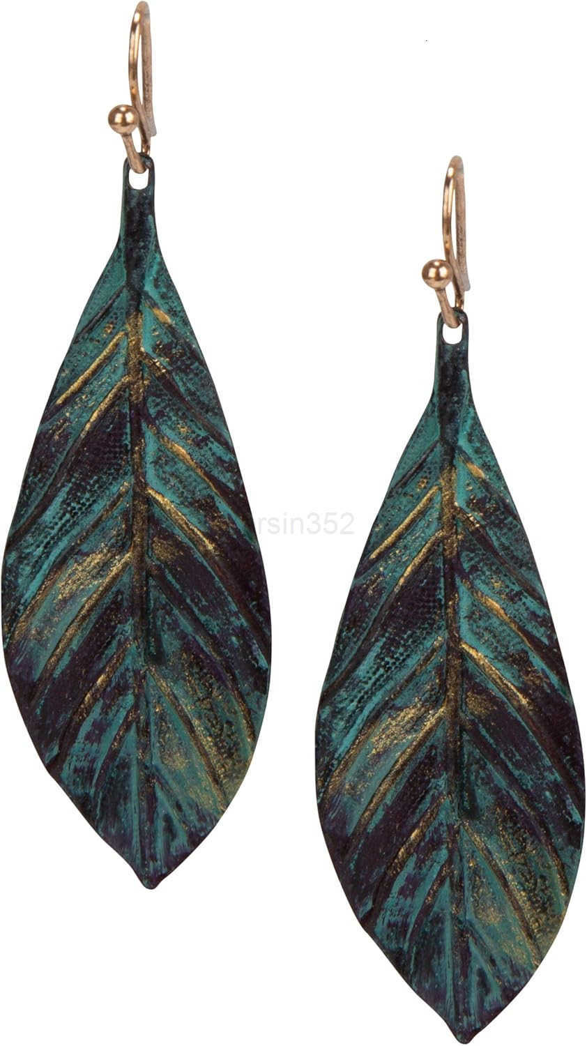 Handmade Boho Lightweight Statement Leaf Earrings with Detailed Texture for WomenW250911
