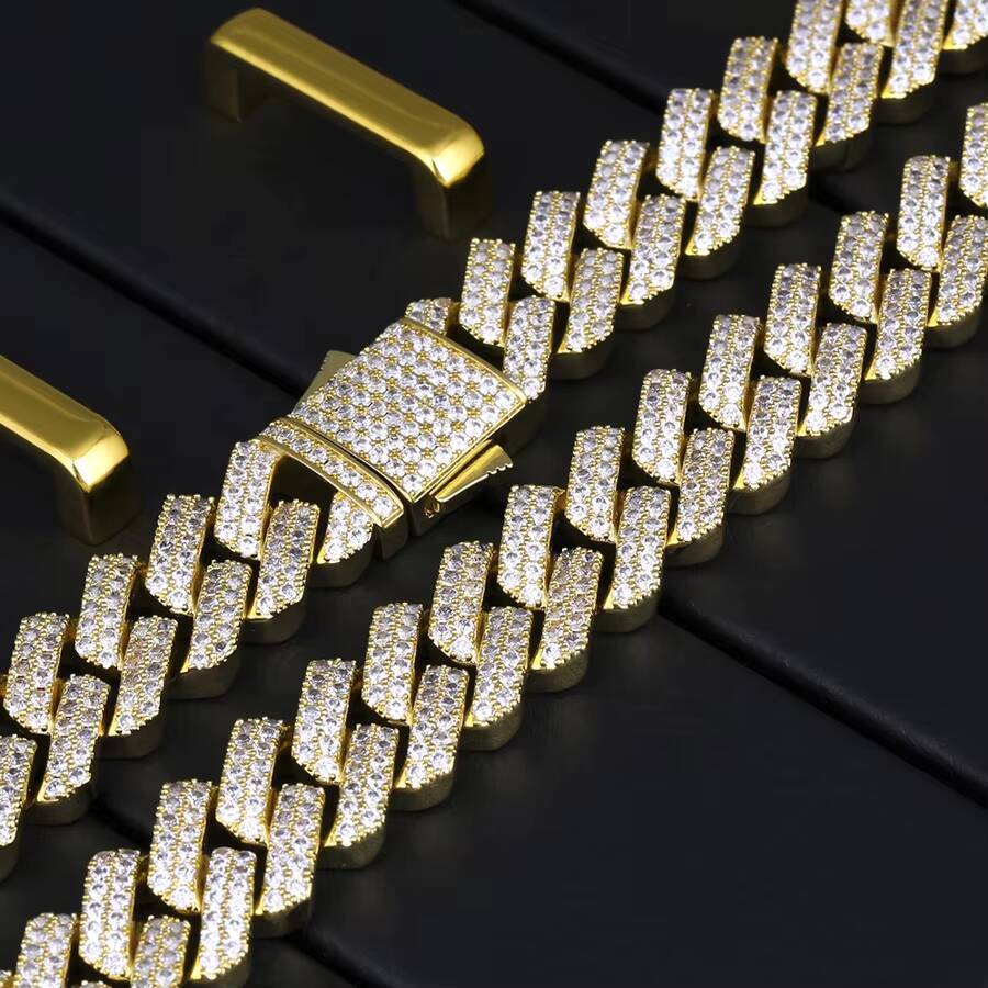 KRKC Cuban Link Chain Necklace 24inch 15mm Silver 14k Gold Plated Custom Cubana Hip Hop Jewelry Cuban Chain