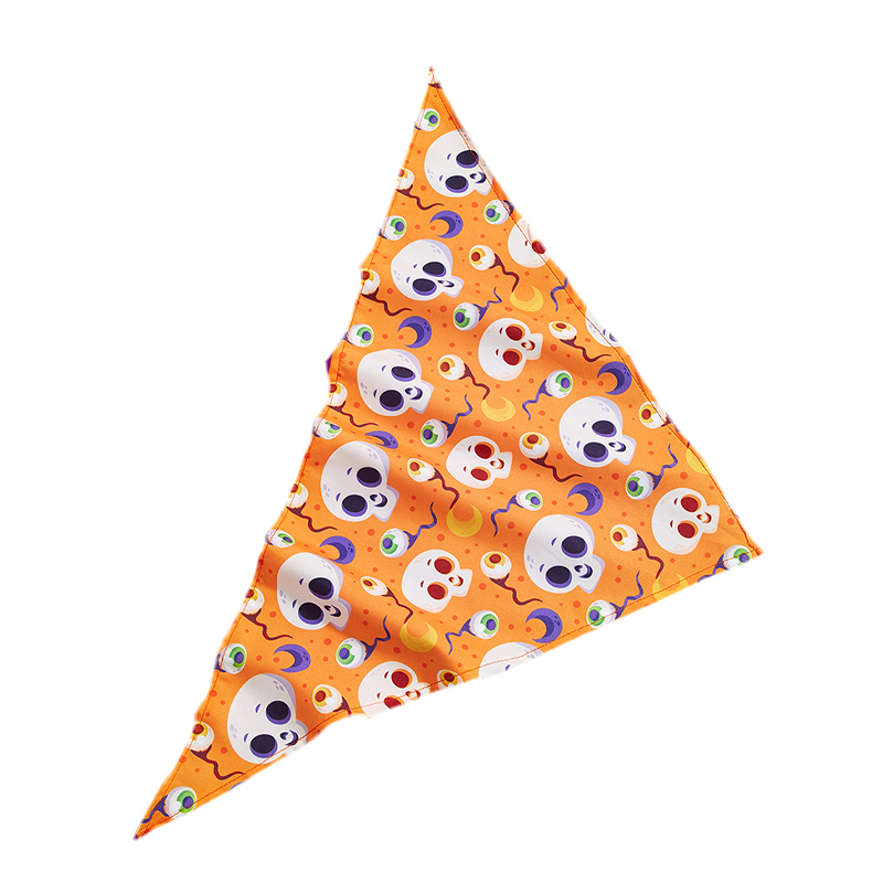 Halloween themed pet bib featuring an orange skull design