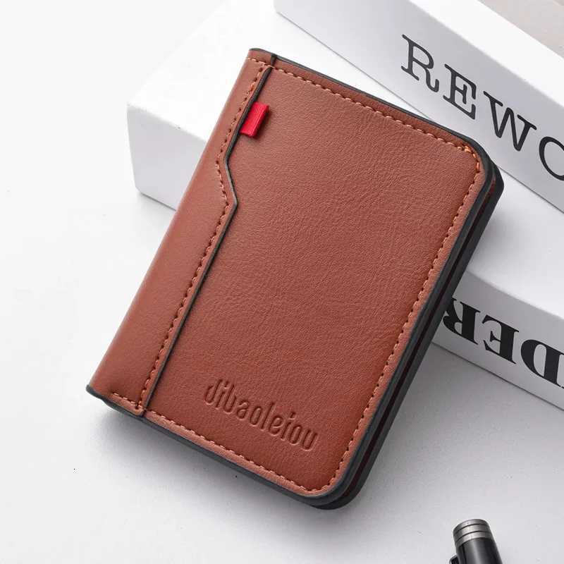 High quality mens wallet 1 brand new ultrathin PU leather vertical credit card wallet clip mini soft leather short W250911