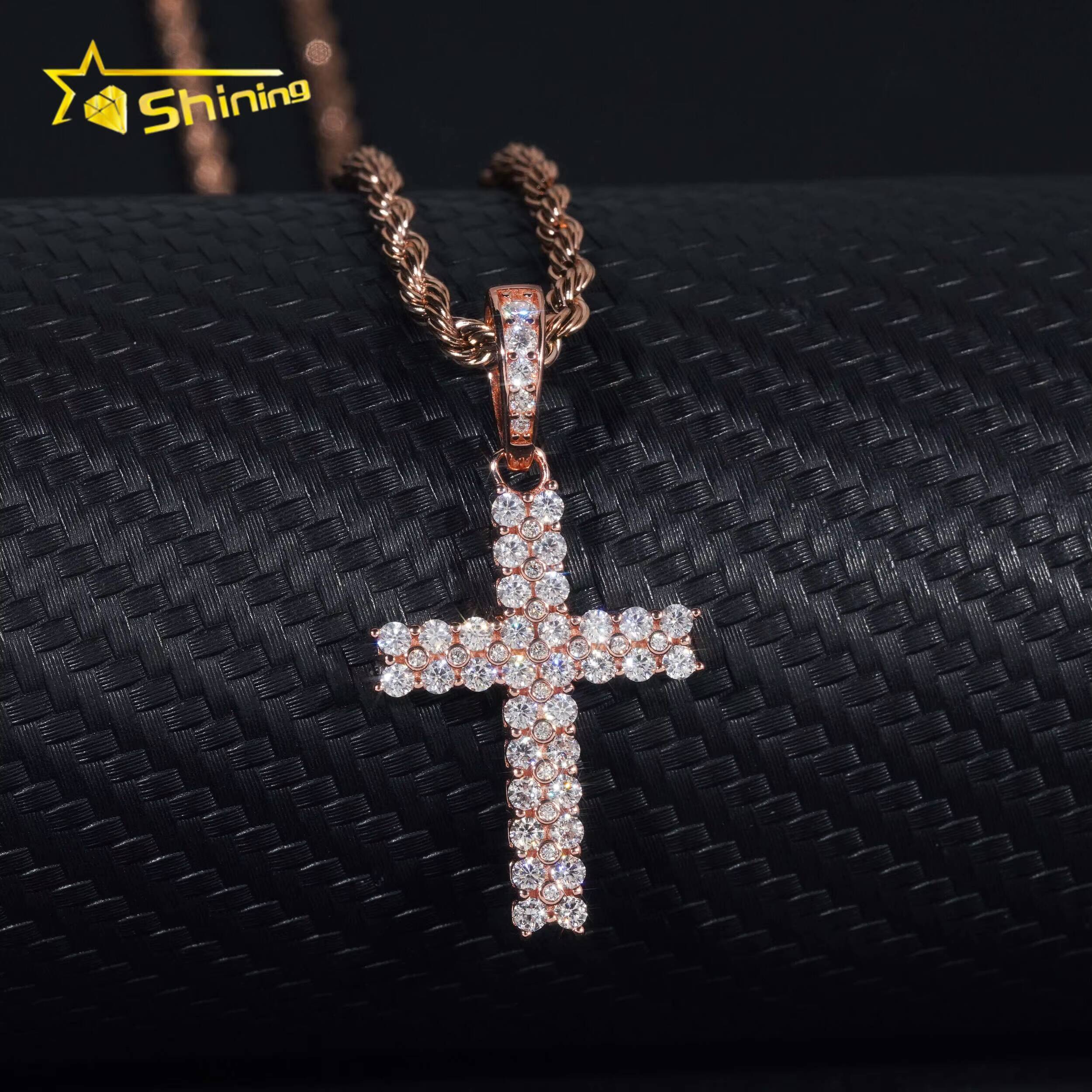 Hip Hop Jewelry Silver Christian Dainty Jesus Piece D Color Vvs Moissanite Men Pendant Diamond Cross Pendant Necklace