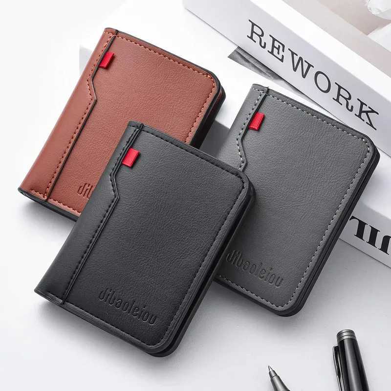 High quality mens wallet 1 brand new ultrathin PU leather vertical credit card wallet clip mini soft leather short W250911