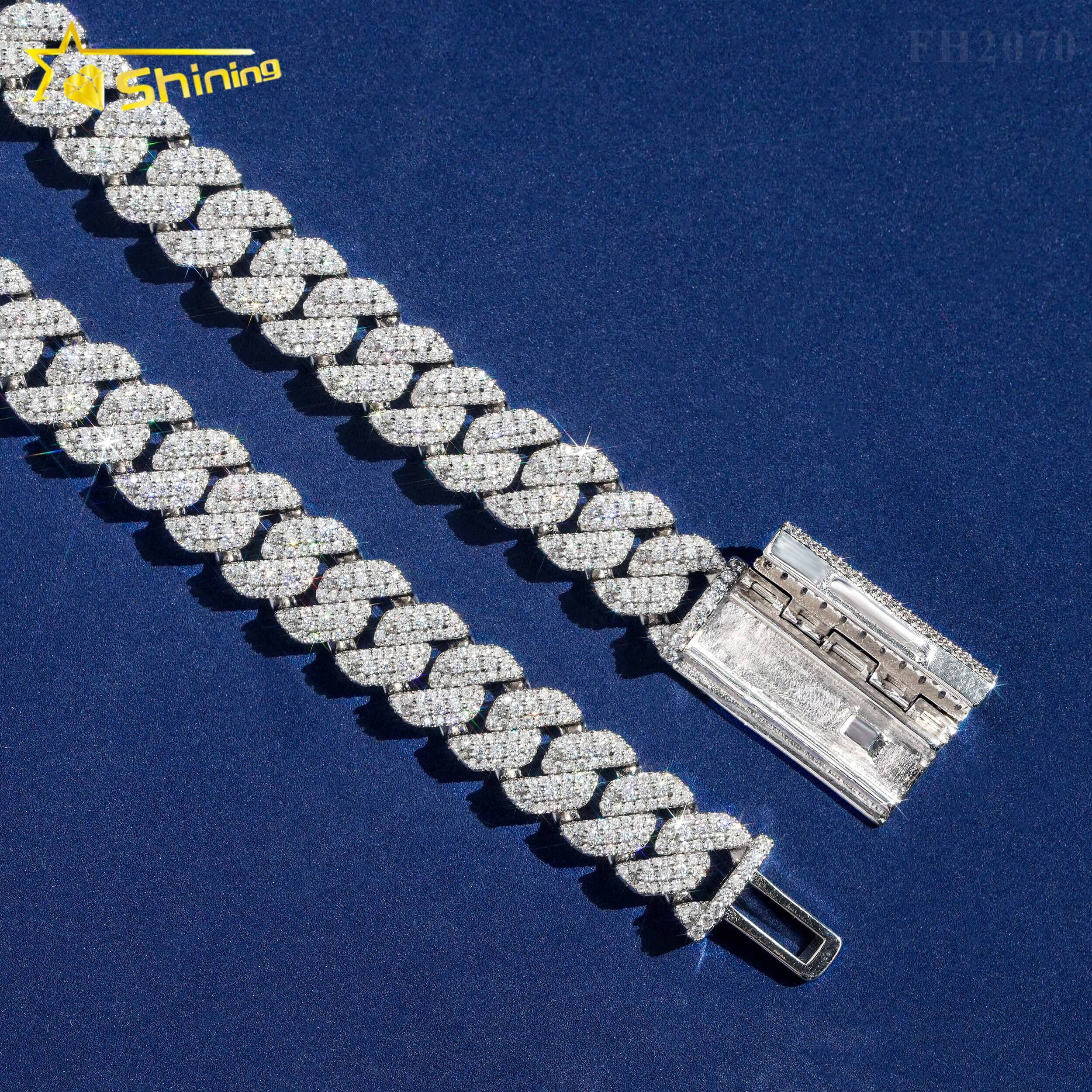 Hot Selling RTS Fine Jewelry Hip Hop Necklace Gold Plated 925 Silver 10MM VVS Moissanite Cuban Link Chain