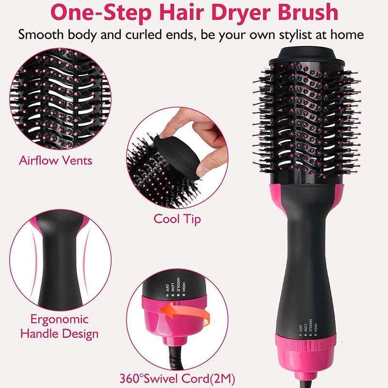 One Step Hot Air Household Dryer Brush & Volumizer Curler Straightener Salon Hair Styling Tools