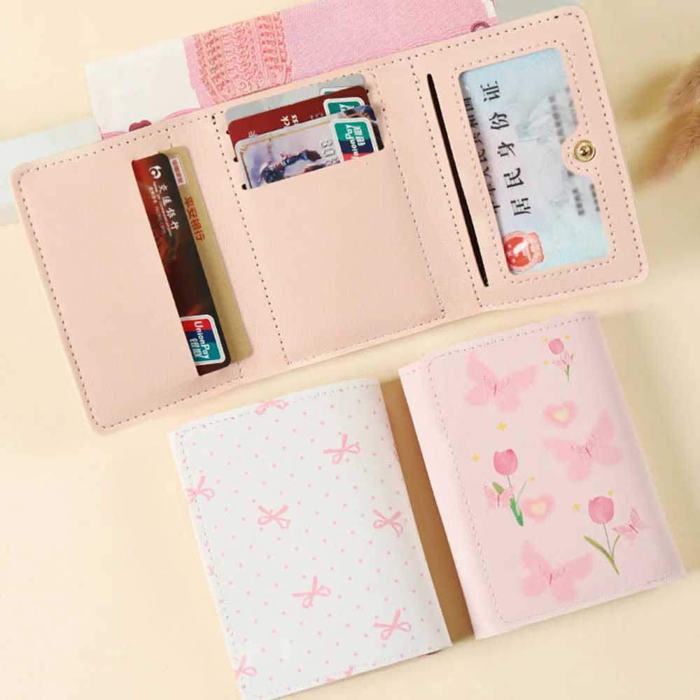 Cute Bow Wallet Women Sweet Pink Color Style Floral Purse Card Holder for Girl Portable Travel Cash Coin Photo Card Bag W250911