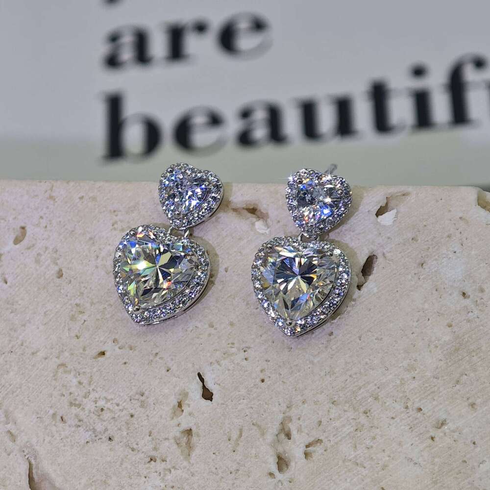 Ilona Sier Pendant Romantic Moissanite Fashionable Jewelry Heart Stud Earrings