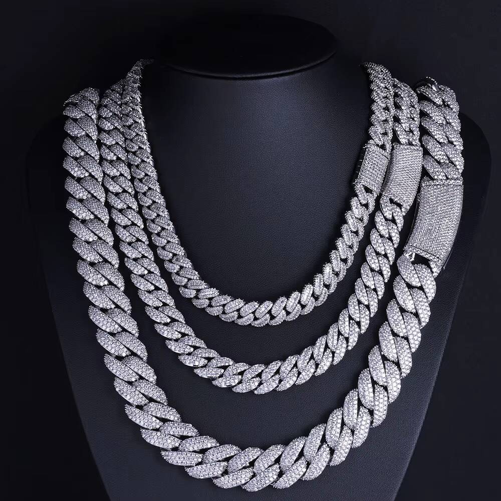 NUOYA Hip Hop Luxury 13mm 2 Row Diamond Cuban Chain Necklace Micro Pave Bling Iced Out Zircon Cuban Link Chain Jewelry for Women