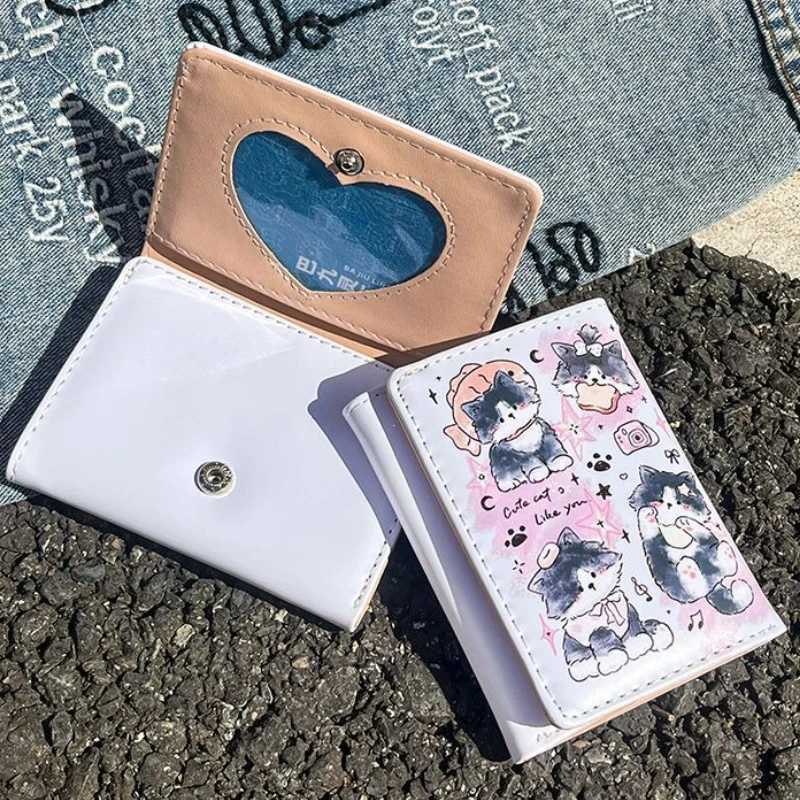 PU Leather Cute Women Wallet Coin Purse Simple 3 Folds Multicard Slots Card Holder Cute Cat Dog Short Wallets for Girls W250911