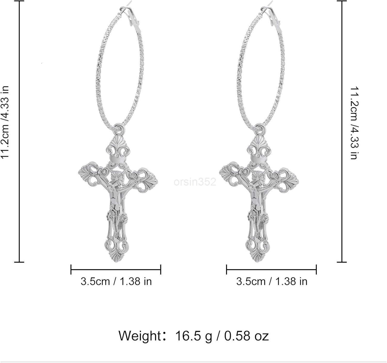 Vintage Gothic Cross Dangle Hoop Earrings Cross with Hoop Charm Tassel Dangle Drop Earrings Christian Jewelry for WomenW250911