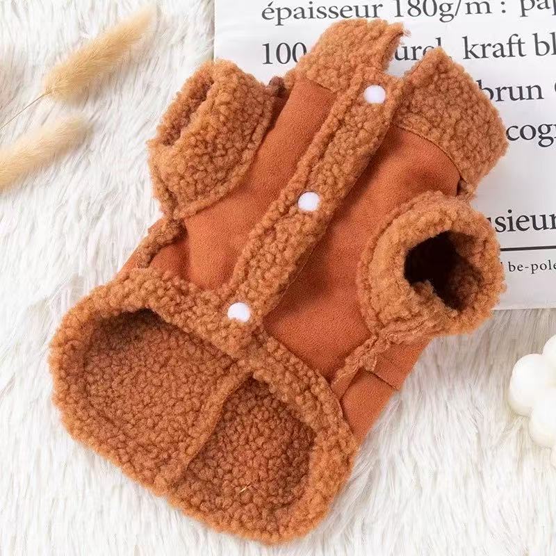 T1186 Dog clothes autumn and winter clothes plus velvet cute doll collar cotton coat for small and medium-sized dogs Teddy Bichon can pull winter clot