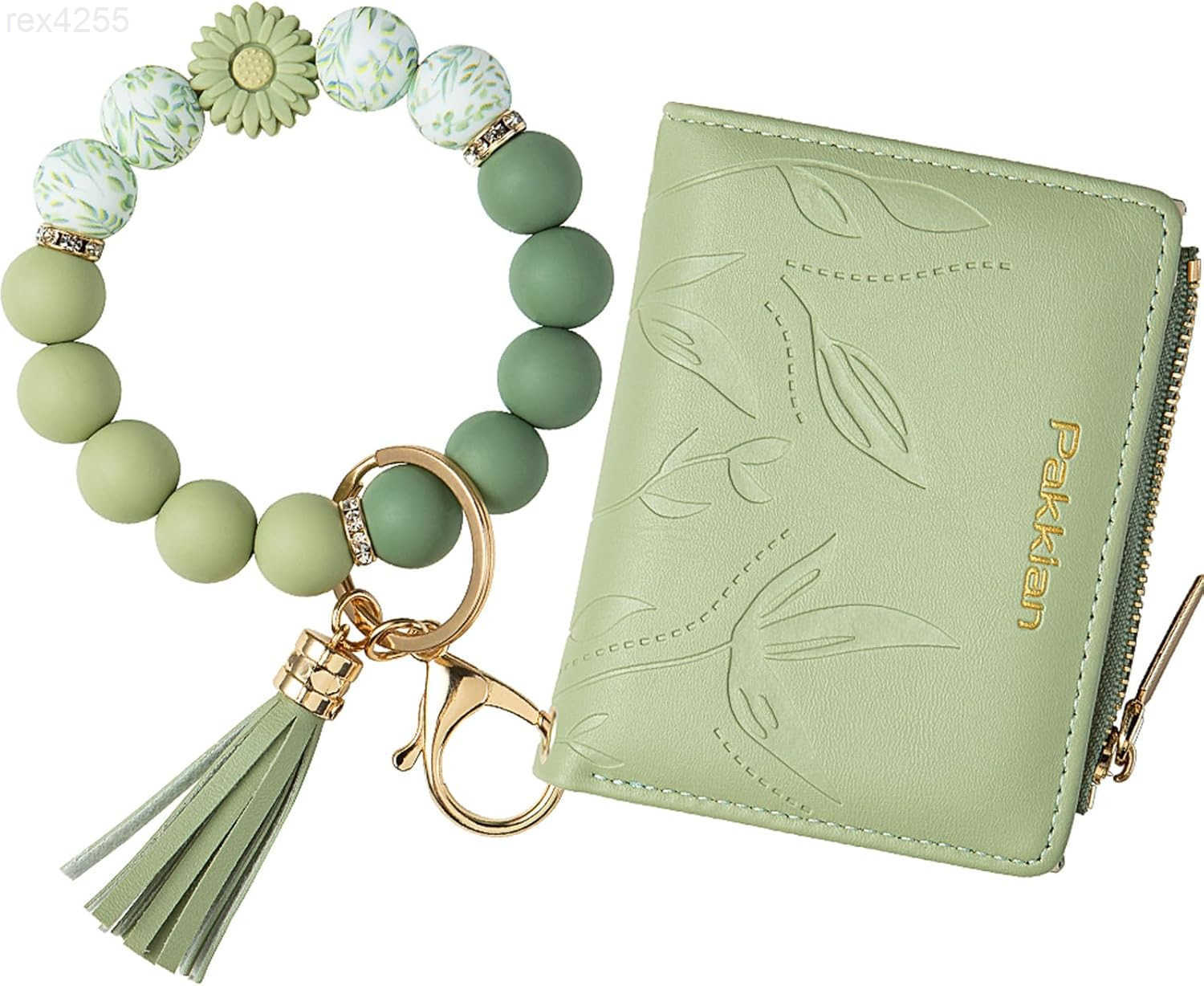 Keychain Bracelet Wristlet with Wallet Card Holder Pocket Flower Tassel Purse Silicone Key Ring for WomenW250911