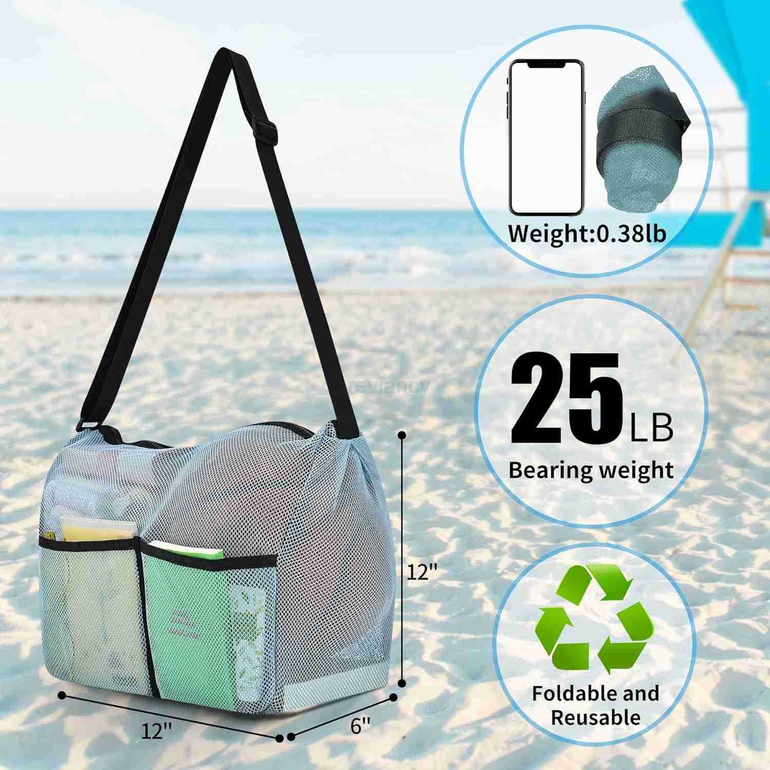 Tote Bag Mesh Bag Crossbody Satchel 12x6x12 for Gym Beach Ball Games Training Camping Hiking Clothes StorageW250911