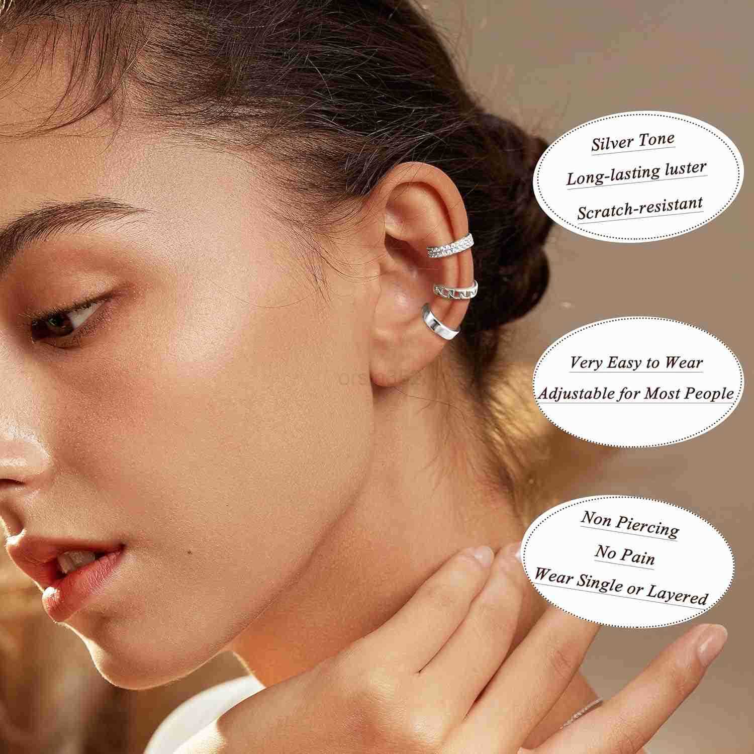 Ear Cuff Earrings for Women 14K Gold Plated Ear Cuffs Non Piercing Clip on Cartilage Earring Trendy Fake Earrings Hypoallergenic Huggie Hoop Clip Cuff