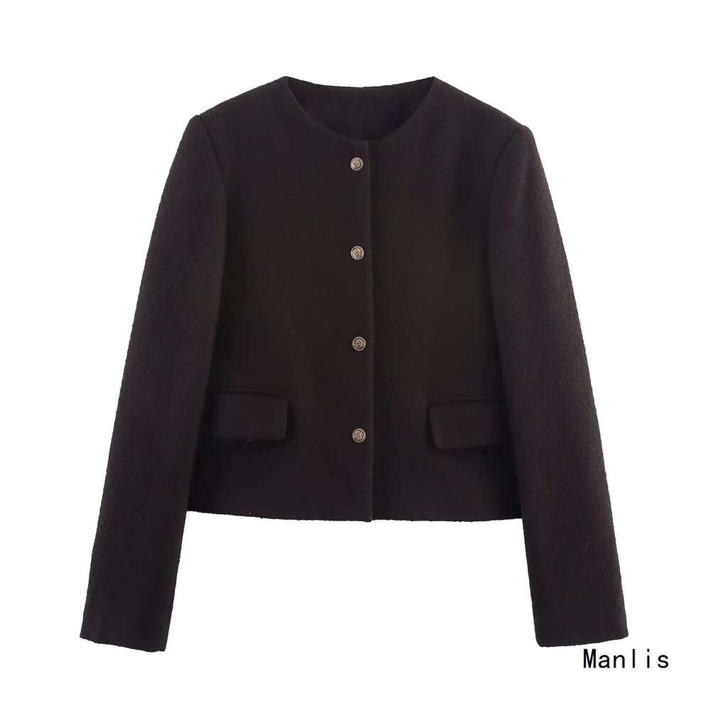DHEssentials 2025 New Fashionable Elegant Little Chanel Style Round Neck Short Woolen Coat 0602367571