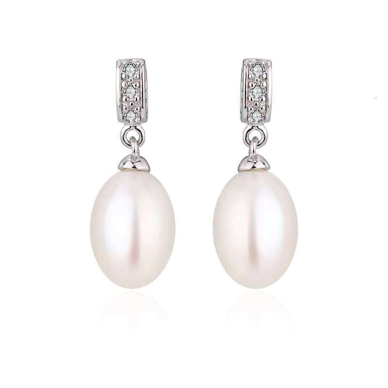 KAMMY 8-8.5mm Freshwater Pearl Fashion Designer Sier Moissanite Vintage Drop Earrings for Women