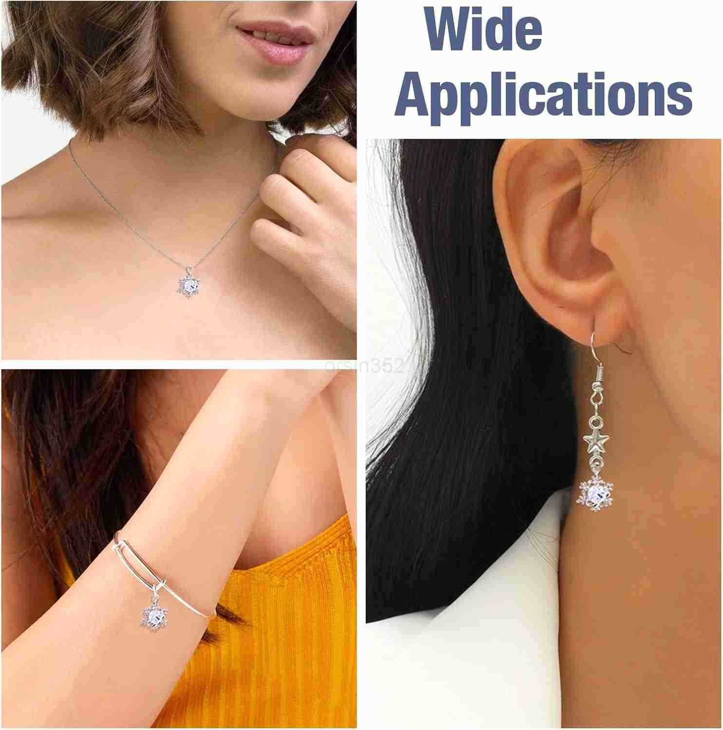 100Pcs Cubic Zirconia Alloy Charms Snowflake Shaped Platinum Christmas Pendants Sparkly Holiday Charms for Necklace Earring Jewelry Making DW250911