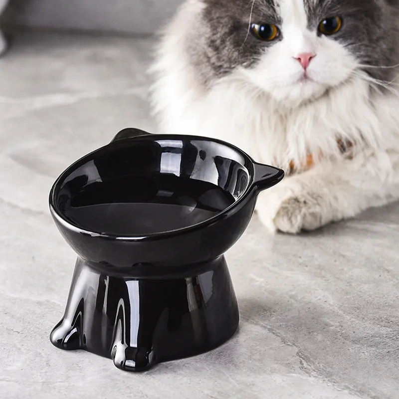 Cat Bowl Large Capacity Pet Bowl Cat Food Bowl Neck Guard Kitten Diagonal Pet Bowl
