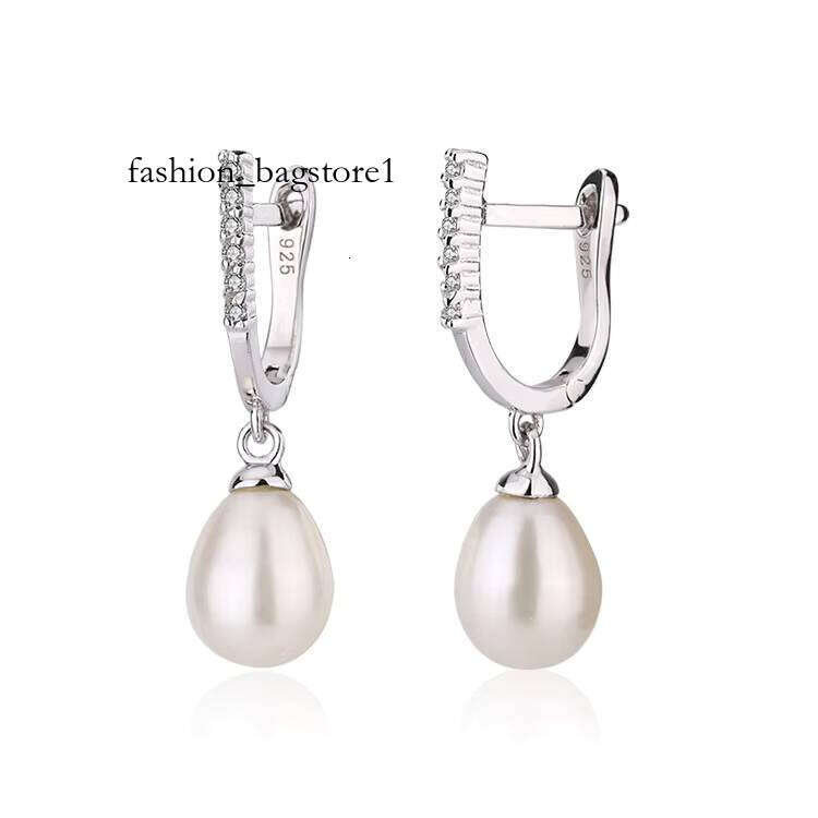 Wholesale Fashion Zircon Moissanite Women Ladies Sterling Sier Fresh Water Pearls Freshwater Pearl Dangle Drop Earrings
