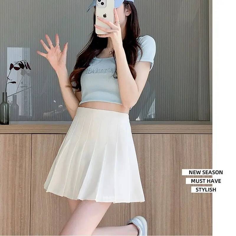 New pleated skirt for 2025 Womens Mini Skirts Japanese School High Waist Kawaii Cute grey Plaid Skirt Uniform Haruku Jupe dongdumaoyi