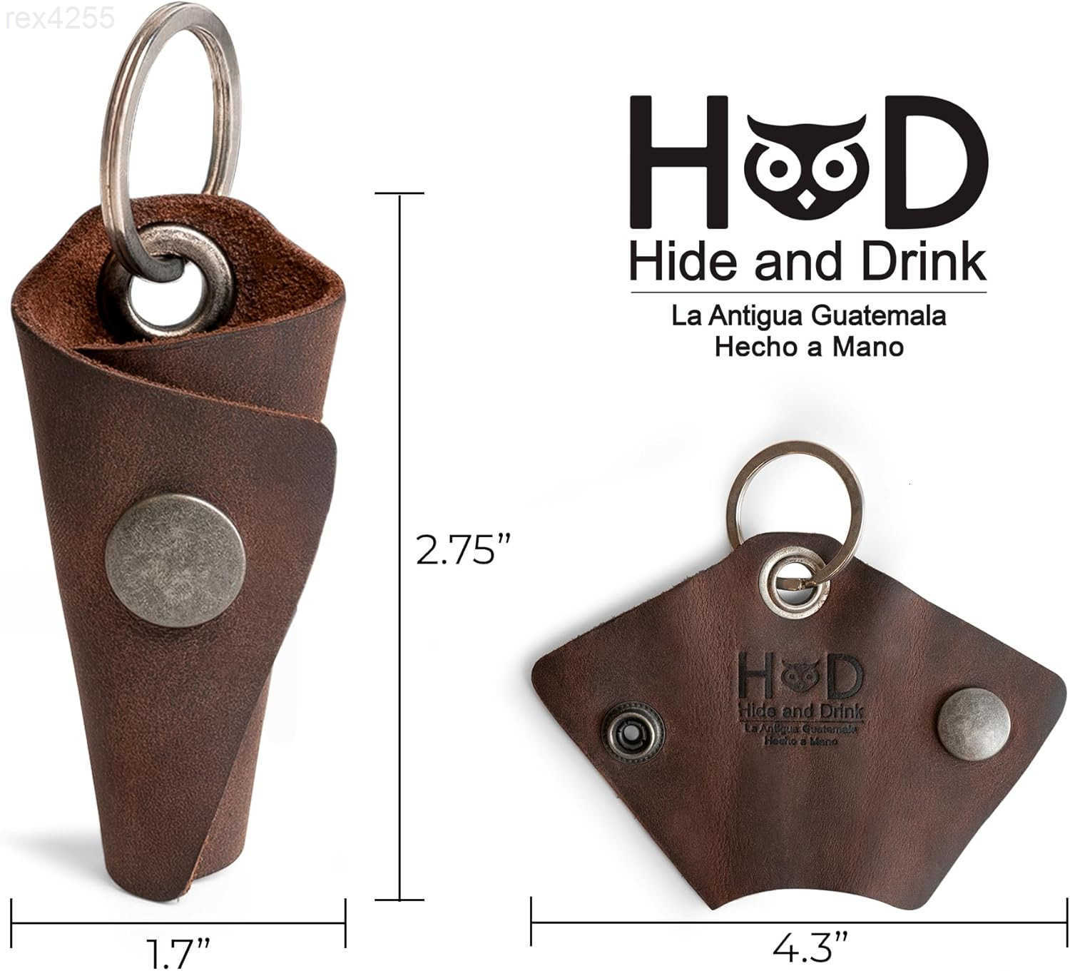Hide Drink Full Grain Leather Wrap Keychain Organizer Snap Closure Key Ring Cover Silencer Sleeve Key Holder for MenW250911