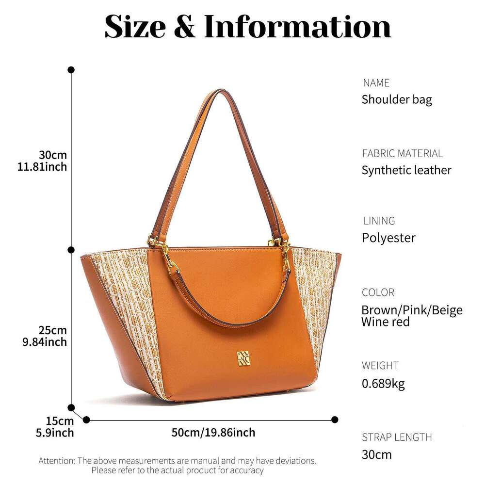 Women's Shoulder 2025 Autumn Splicing Handbag Simple Large Capacity Shopping Bag