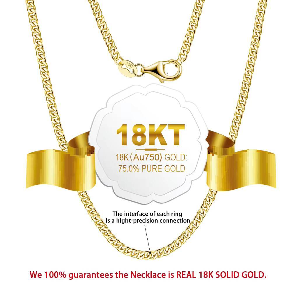 GC04 Hiphop Cuban Link Chain Necklace Cadenas De Oro 18k Au750 Pure Chain 18k Japan Gold Jewelry 18k Real Solid Gold Chain
